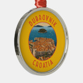 Dubrovnik Kroatië Retro Distressed Circle Metalen Ornament (Rechts)