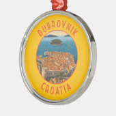 Dubrovnik Kroatië Retro Distressed Circle Metalen Ornament (Links)