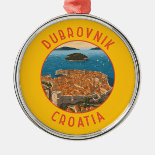 Dubrovnik Kroatië Retro Distressed Circle Metalen Ornament