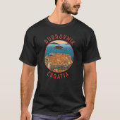 Dubrovnik Kroatië Retro Distressed Circle T-shirt (Voorkant)