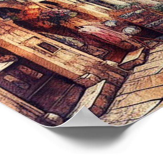 Dubrovnik Kroatië Street Tower waterverf Poster (Hoek)