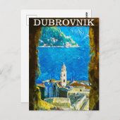 Dubrovnik Kroatië Tekening Waterverf Briefkaart (Voorkant / Achterkant)