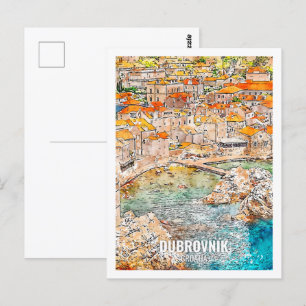 Dubrovnik Kroatië Travel Place Waterverf Briefkaart