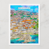 Dubrovnik Kroatië Travel Place Waterverf Briefkaart (Voorkant)
