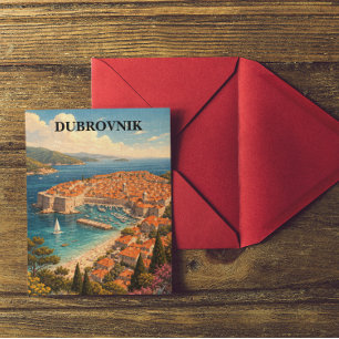 Dubrovnik Kroatië Vintage Reis Kunst Briefkaart
