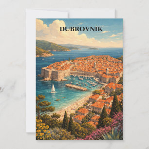 Dubrovnik Kroatië Vintage Reis Kunst Kaart