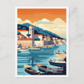 Dubrovnik Kroatië vintage reisillustratie Briefkaart (Voorkant)