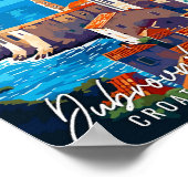 Dubrovnik Kroatië vintage reisillustratie Poster (Hoek)
