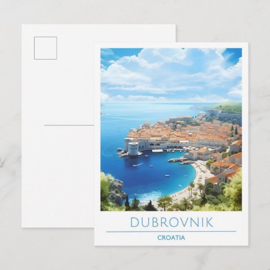 Dubrovnik Kroatië Vintage Travel Briefkaart (Voorkant / Achterkant)