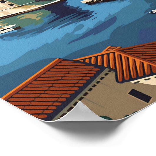 Dubrovnik Kroatië Vintage Travel Illustratie Poster (Hoek)