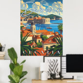Dubrovnik Kroatië Vintage Travel Poster (Thuiskantoor)