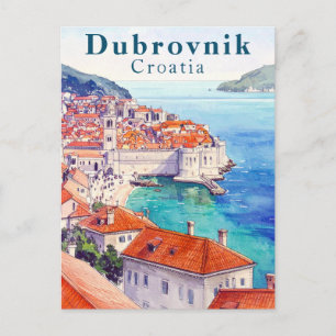 Dubrovnik Kroatië Waterverf Adriatische Zee Oude S Briefkaart
