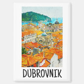 Dubrovnik Kroatië Waterverf Oil Paint Briefkaart Magneet (Voorkant)
