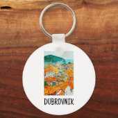 Dubrovnik Kroatië Waterverf Oil Paint Sleutelhange Sleutelhanger (Voorkant)