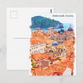 Dubrovnik Kroatië Waterverf Schilderij Briefkaart (Voorkant / Achterkant)