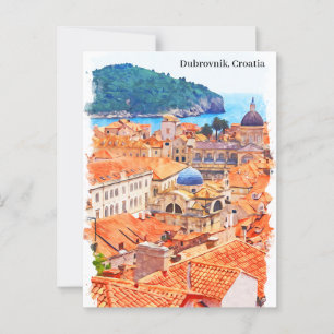 Dubrovnik Kroatië Waterverf Schilderij Briefkaart