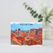 Dubrovnik Kroatië Waterverf Schilderij Reizen Briefkaart (Staand voorkant)