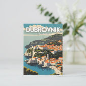 Dubrovnik nostalgische reiskunst briefkaart (Staand voorkant)