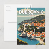 Dubrovnik nostalgische reiskunst briefkaart (Voorkant / Achterkant)