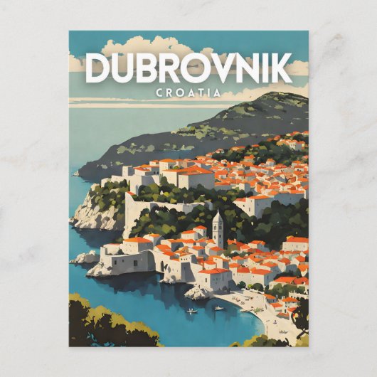 Dubrovnik nostalgische reiskunst briefkaart (Voorkant)