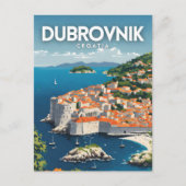 Dubrovnik nostalgische retro reiskunst briefkaart (Voorkant)