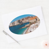 Dubrovnik Old Town and Banje Beach Ovale Sticker (Envelop)