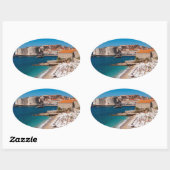 Dubrovnik Old Town and Banje Beach Ovale Sticker (Vel)