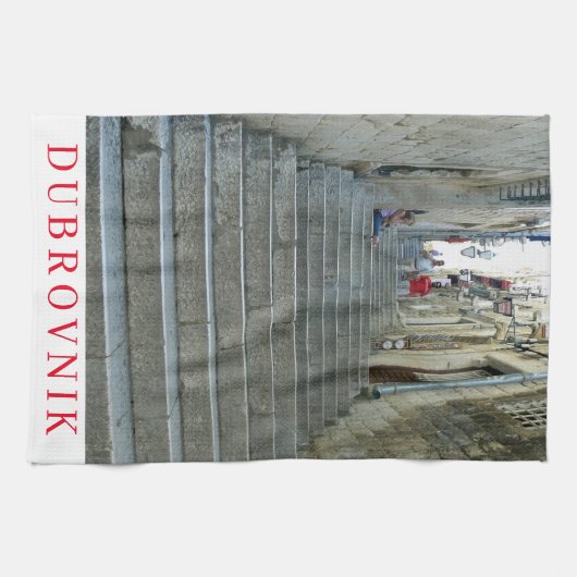 Dubrovnik stenen trap uitzicht theedoek (Horizontaal)