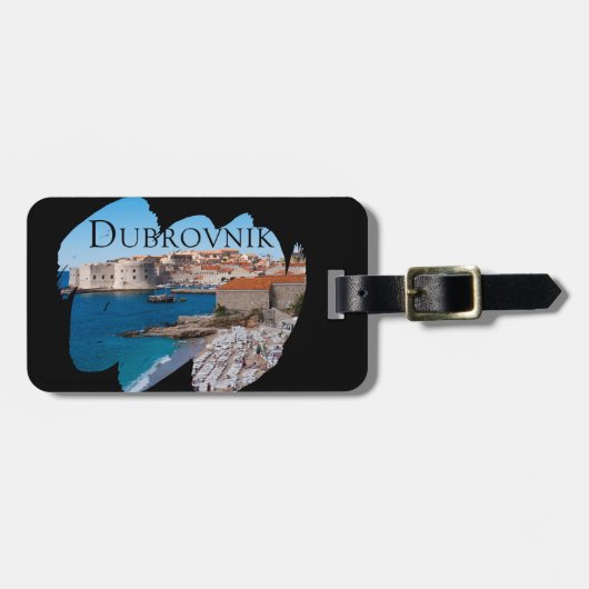 Dubrovnik: Uitzicht van strand en oude stad Bagagelabel (Voorkant horizontaal)