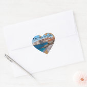 Dubrovnik: Uitzicht van strand en oude stad Hart Sticker (Envelop)