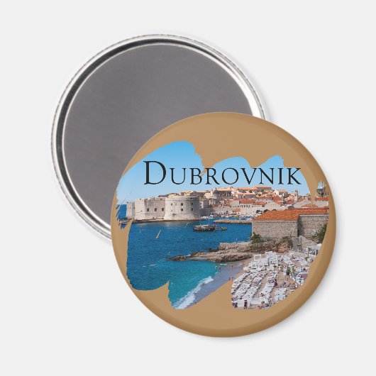 Dubrovnik: Uitzicht van strand en oude stad Magneet (Voorkant / Achterkant)