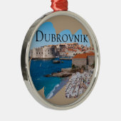 Dubrovnik: Uitzicht van strand en oude stad Metalen Ornament (Rechts)