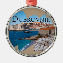 Dubrovnik: Uitzicht van strand en oude stad Metalen Ornament