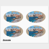 Dubrovnik: Uitzicht van strand en oude stad Ovale Sticker (Vel)