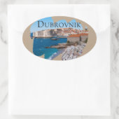 Dubrovnik: Uitzicht van strand en oude stad Ovale Sticker (Tas)