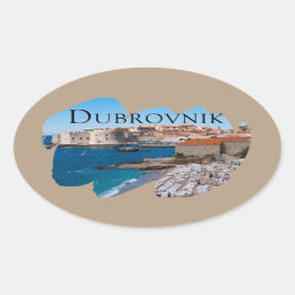 Dubrovnik: Uitzicht van strand en oude stad Ovale Sticker