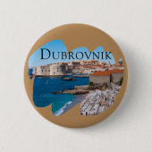 Dubrovnik: Uitzicht van strand en oude stad Ronde Button 5,7 Cm (Voorkant)