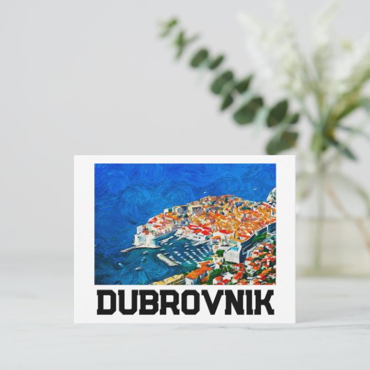 Dubrovnik Waterverf Oil Paint Briefkaart (Staand voorkant)