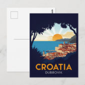 Dubrovnik Zonsondergang Ouderwets Briefkaart (Voorkant / Achterkant)