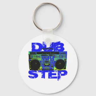 Dubstep Blauwe Boombox Sleutelhanger