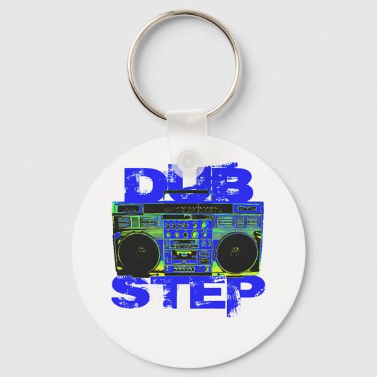 Dubstep Blauwe Boombox Sleutelhanger (Voorkant)