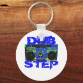 Dubstep Blauwe Boombox Sleutelhanger (Voorkant)