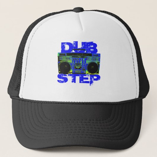 Dubstep Blue Boombox Trucker Pet (Voorkant)