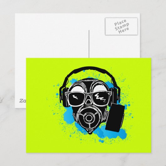 Dubstep Gasmask Briefkaart (Voorkant / Achterkant)