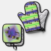 Dubstep-noten Ovenwant & Pannenlap Set (Voorkant / Achterkant)