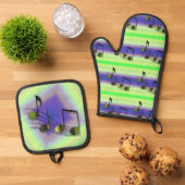 Dubstep-noten Ovenwant & Pannenlap Set (Top down)
