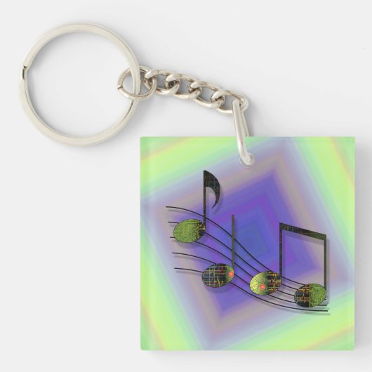 Dubstep Notes Acryl Sleutelhanger (Voorkant)