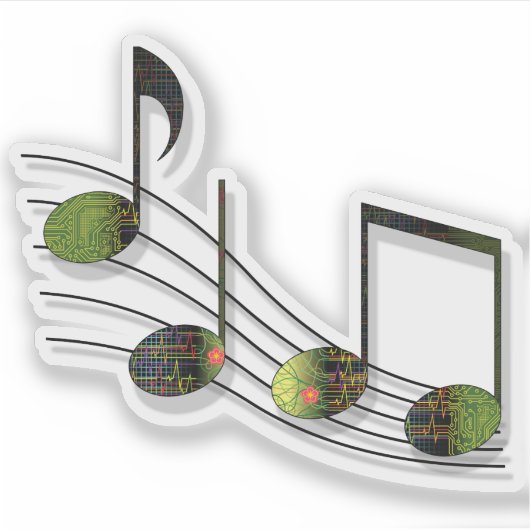 Dubstep Notes Contour Sticker (Voorkant)