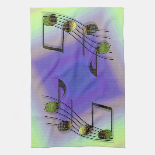 Dubstep Notes Keukenhanddoek (Verticaal)