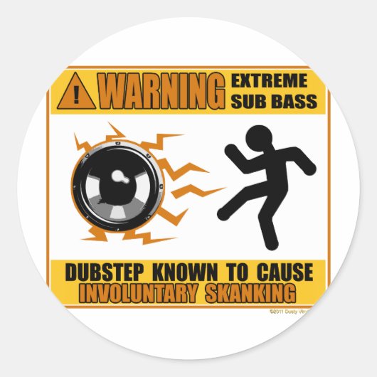 DUBSTEP-waarschuwing Extreme Bass Ronde Sticker (Voorkant)